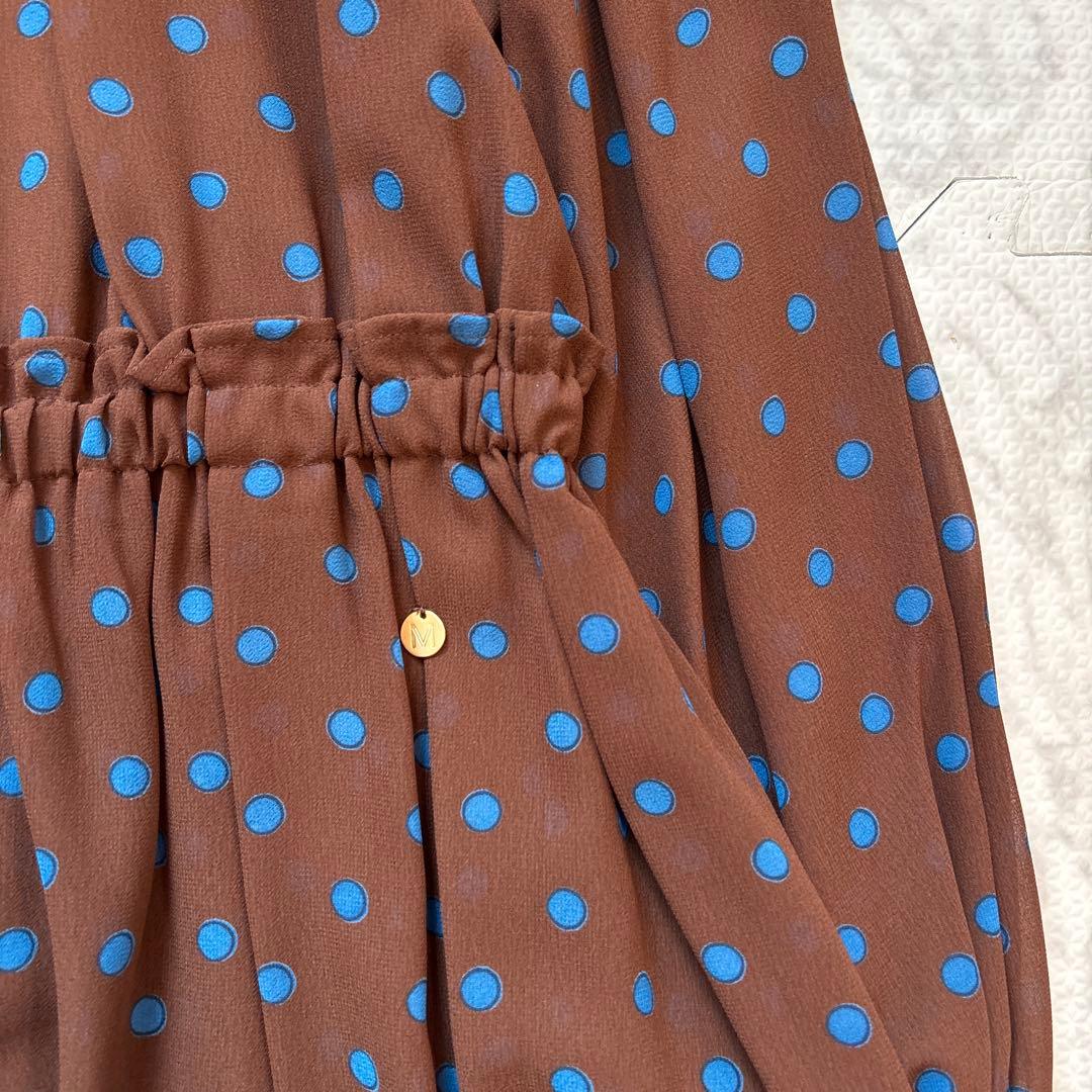 MUVEIL ドット ボウタイ ワンピース シアー リボン