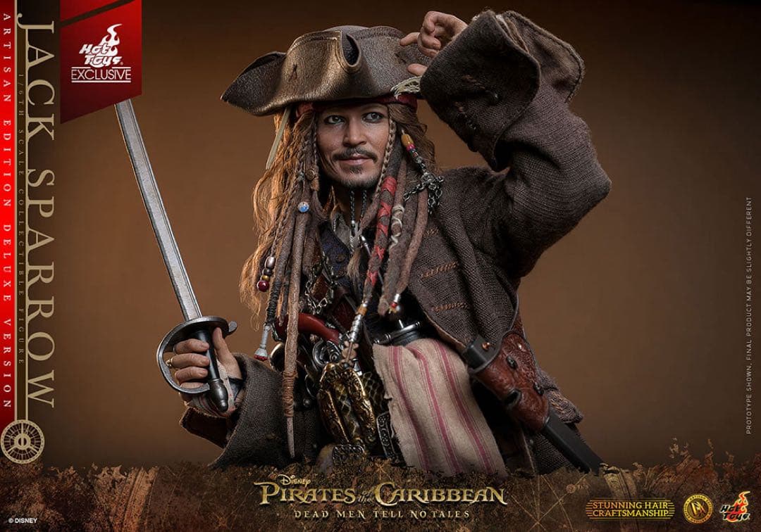 ホットトイズ 1/6 ジャック・スパロウ 2.0 アルチザンDX39AE 植毛