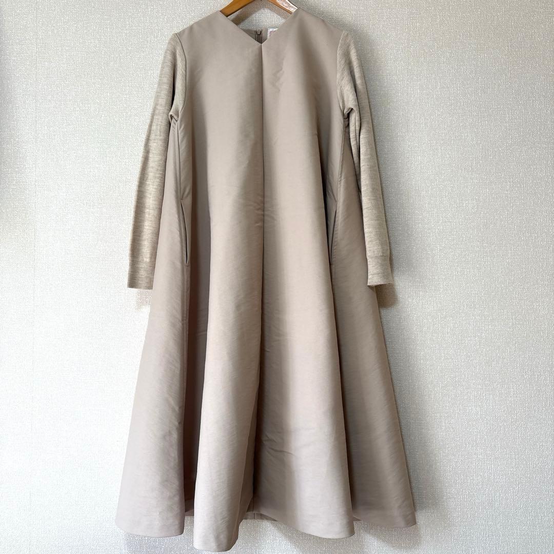 美品✨ビアズリー　袖ニット コンビワンピース ロングワンピース ドッキング