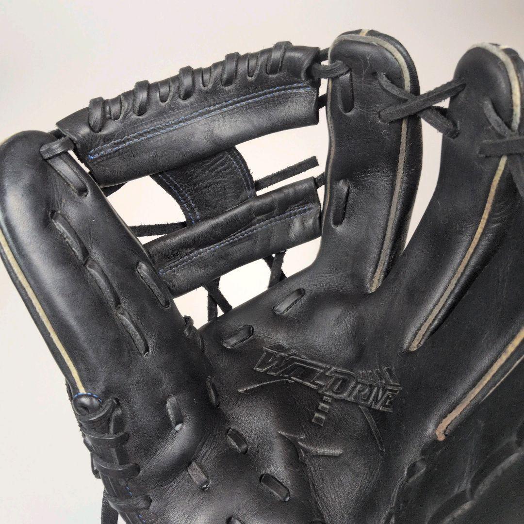 【美品】MIZUNO ミズノ WILLDRIVE 軟式グローブ 内野手用 黒×青