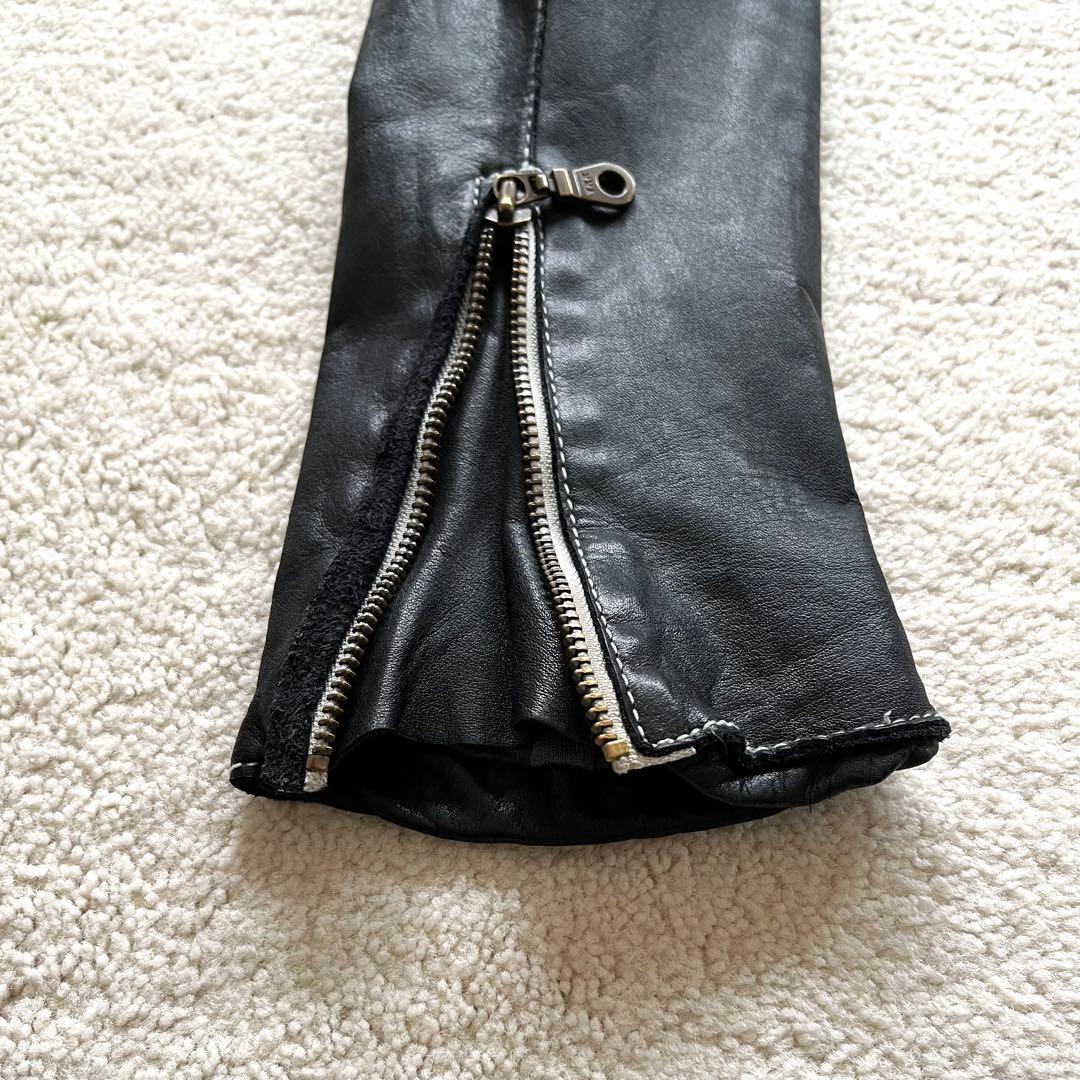 【美品】sisii “白ステッチ”シングルライダースジャケット (L)
