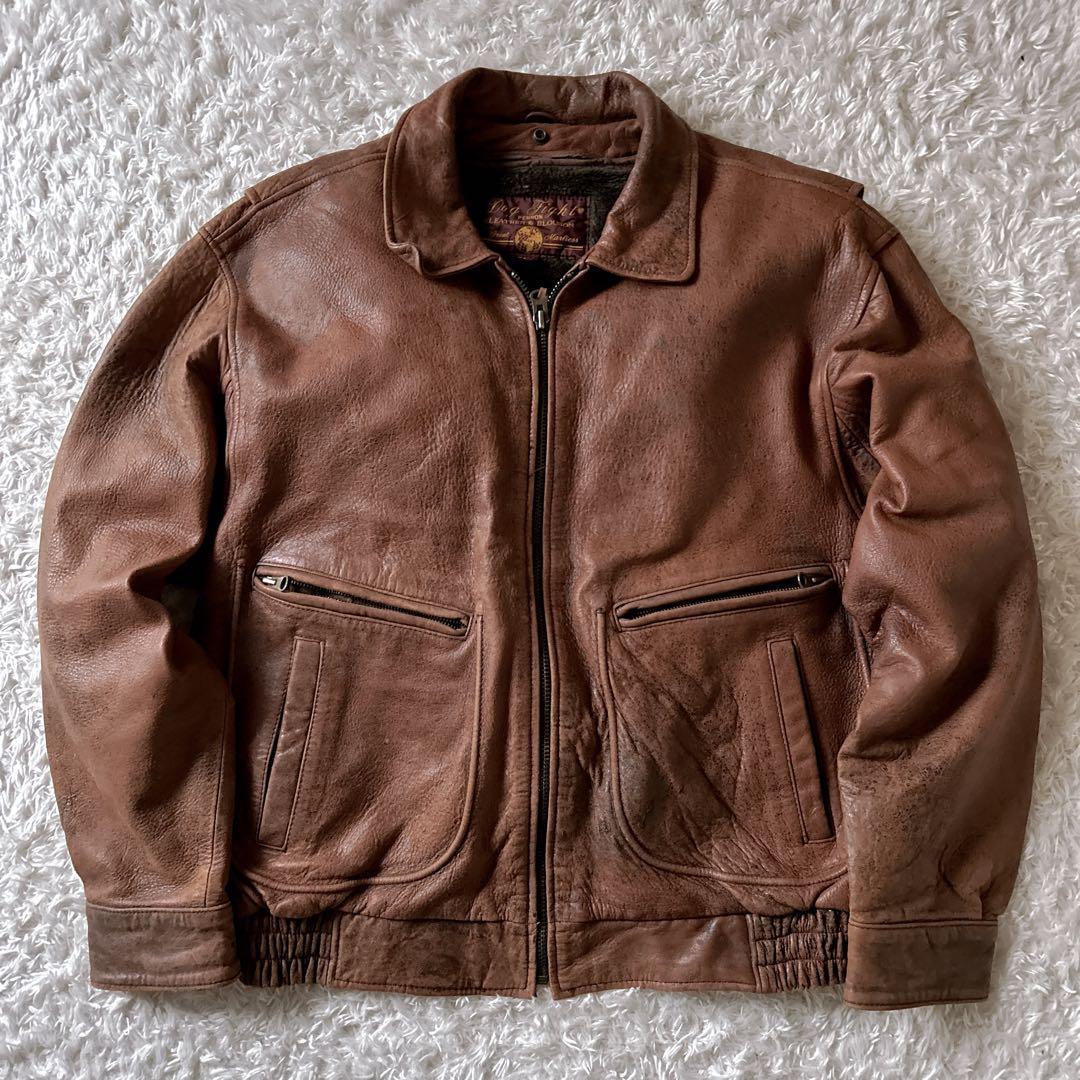 希少✨Leather Jacket ブラウン　ライダース　a-2 ラムレザー