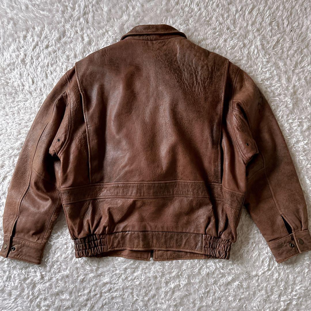 希少✨Leather Jacket ブラウン　ライダース　a-2 ラムレザー