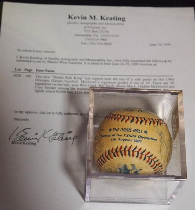 1984 USA Olympic Baseball★McGwire 証明書付
