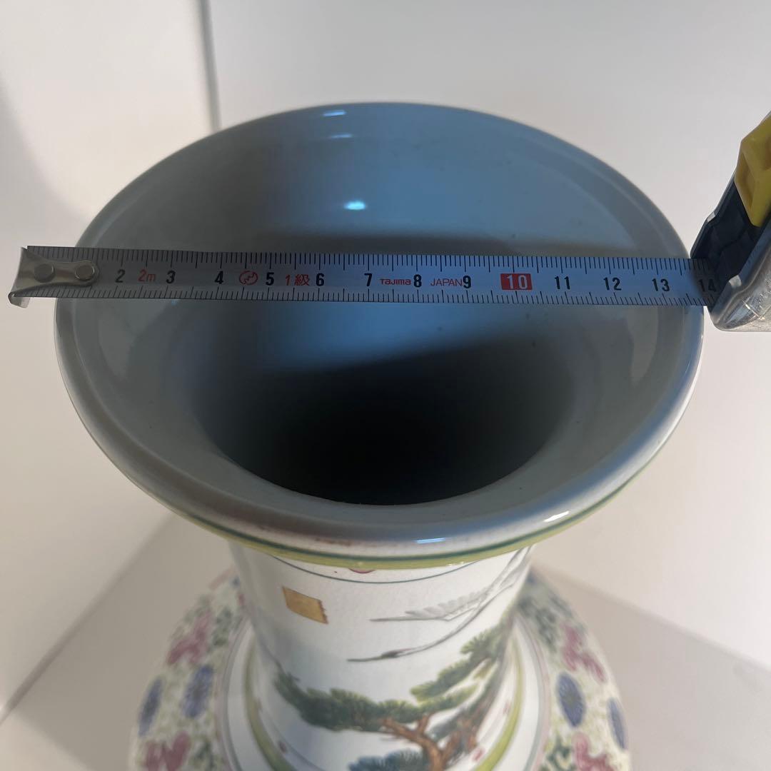 台湾　鶴松陶磁器花瓶　壺　花器　骨董　 約55cm