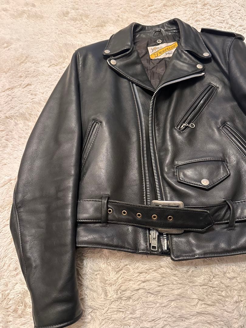 Schott Perfecto ブラックレザーライダースジャケット 36