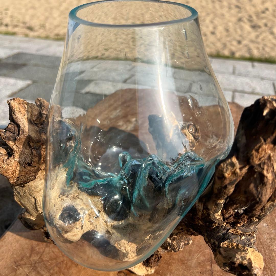 流木ガラスオブジェ大C 花瓶 金魚鉢 ガーデニング フラワーポット 水槽 アート