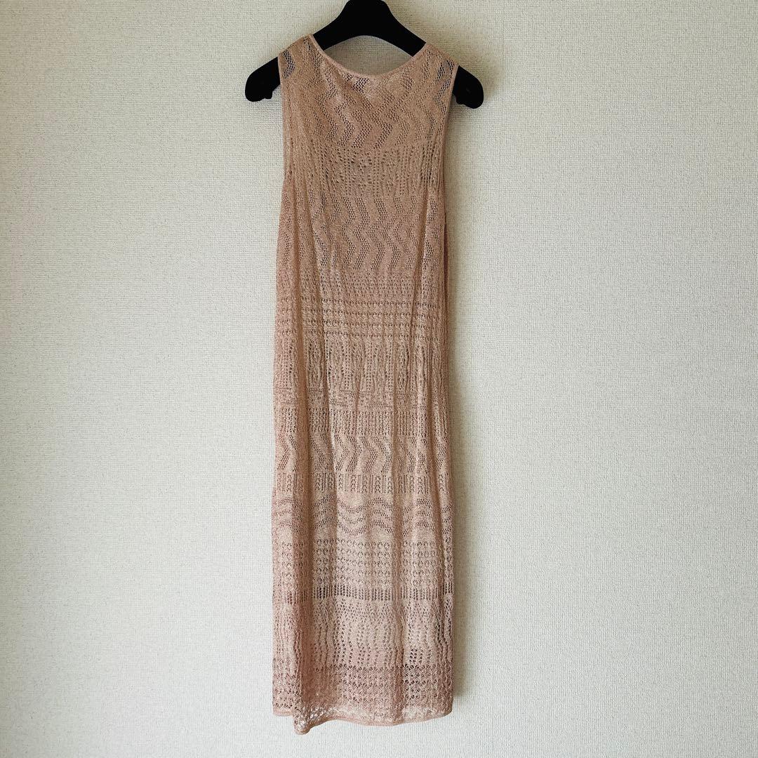 美品MISSONI ミッソーニ　ラメレース編み　ノースリーブ　ロングワンピース