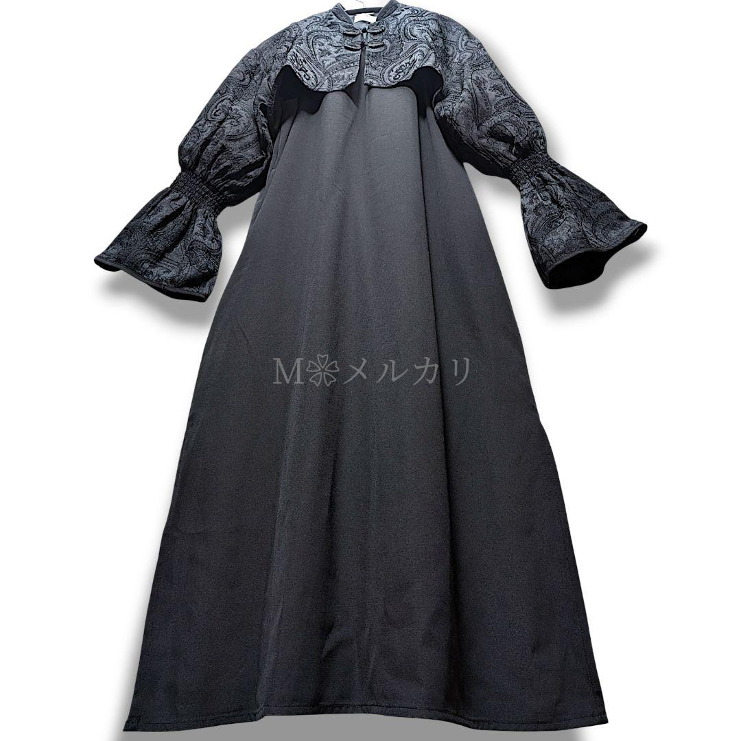 完売品✨️ジャガードチャイナレイヤーライクフレアワンピースHAREモードフラシ春