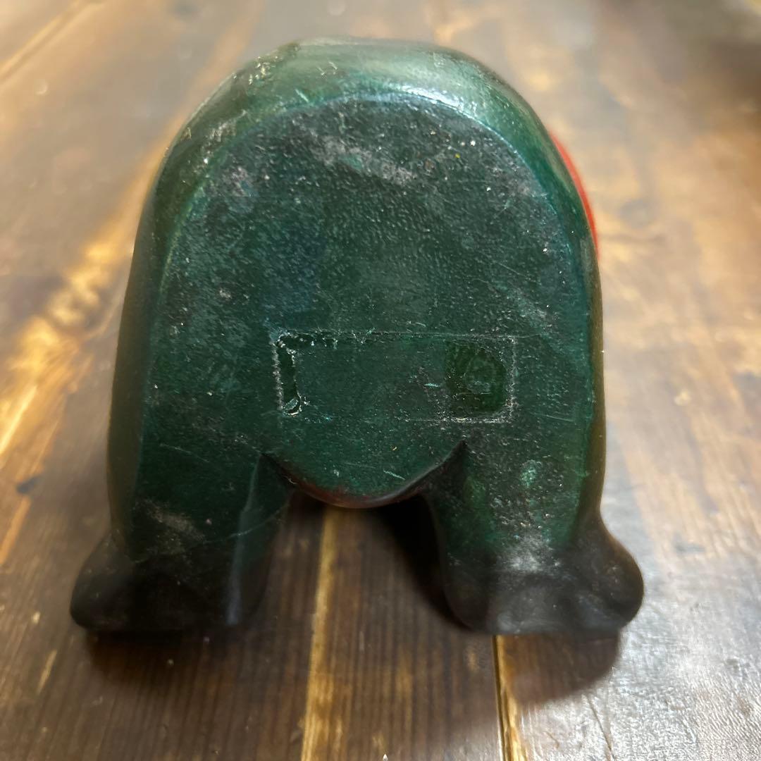 木彫り熊　オーバーオール　ハニー　テディベア　カラフル衣装　ビンテージ木製