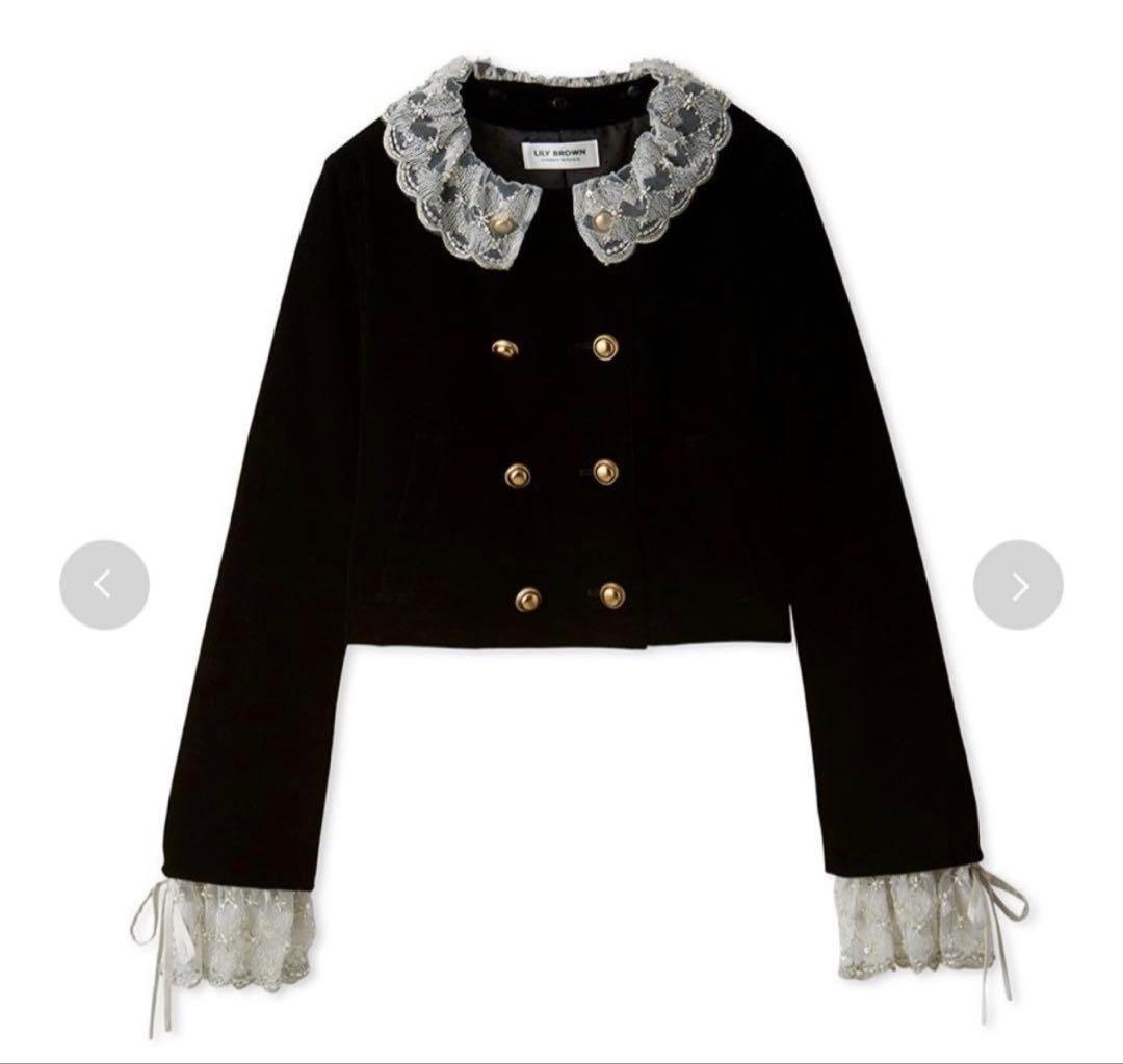 cotton リリーブラウン スカラップビジューアタッチジャケット