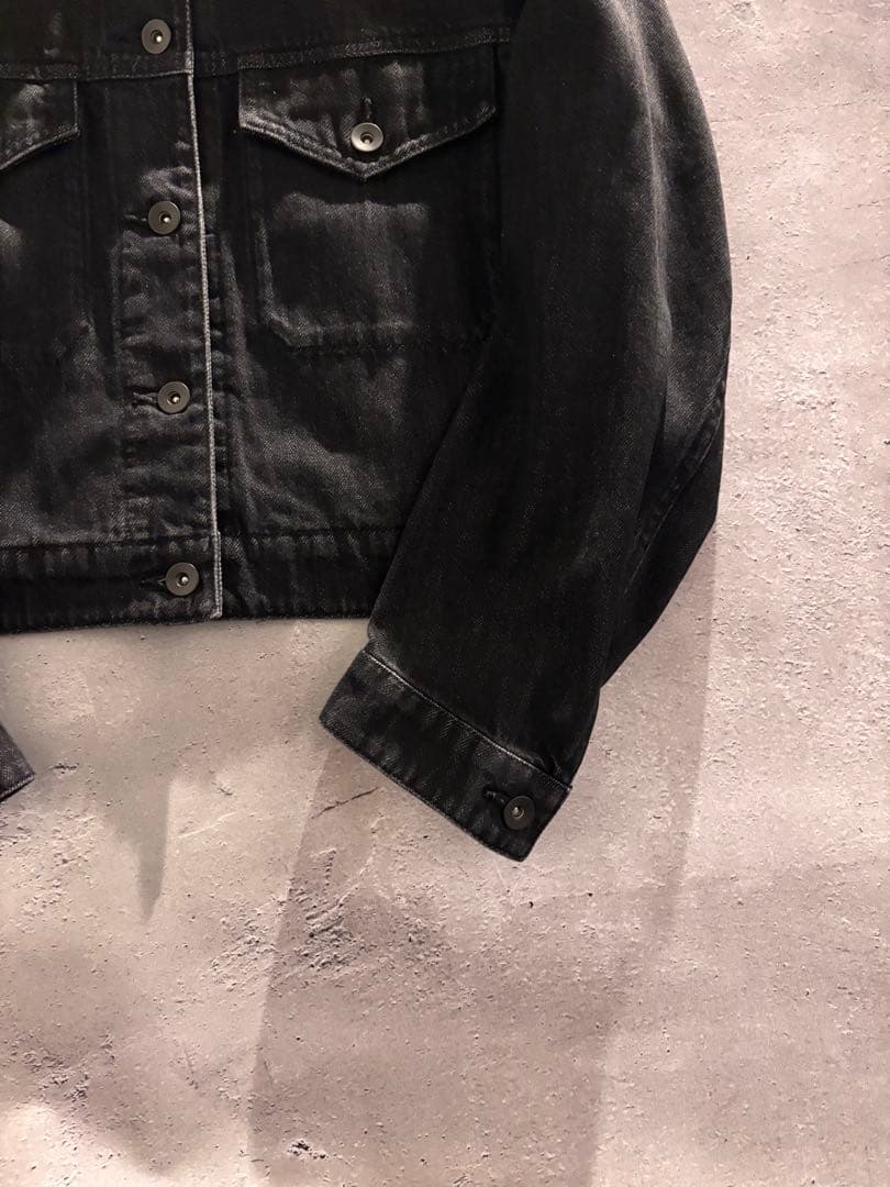 00s archive black denim jacket y2k 単丈 S