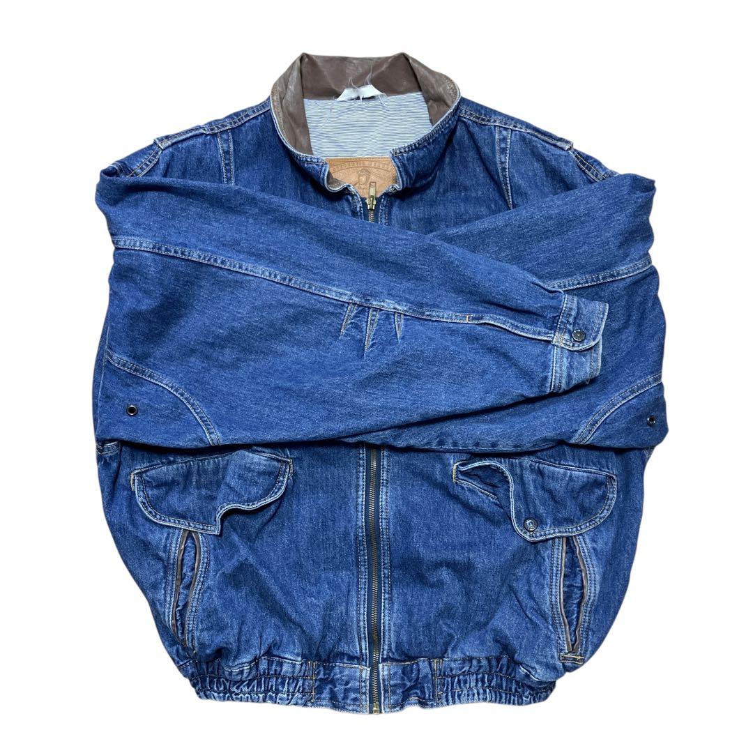 AUTHENTIC vintage 襟レザー切替デニムジャケットXL USA