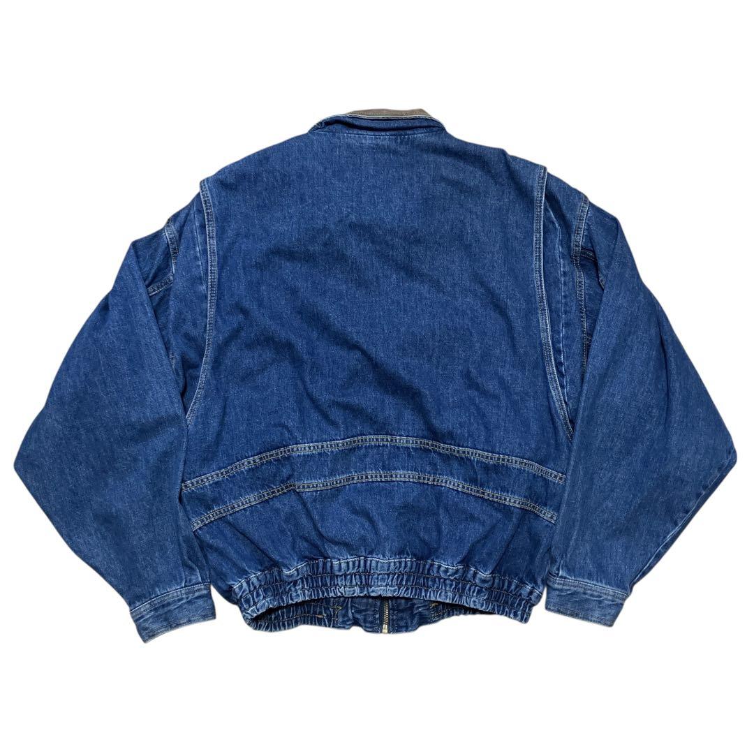 AUTHENTIC vintage 襟レザー切替デニムジャケットXL USA