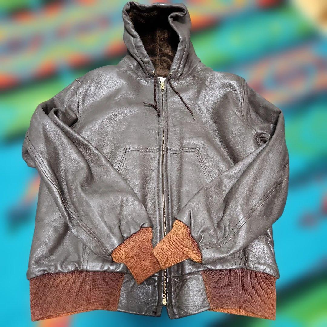 Mid Western Sport Togs フード付きレザージャケット 42