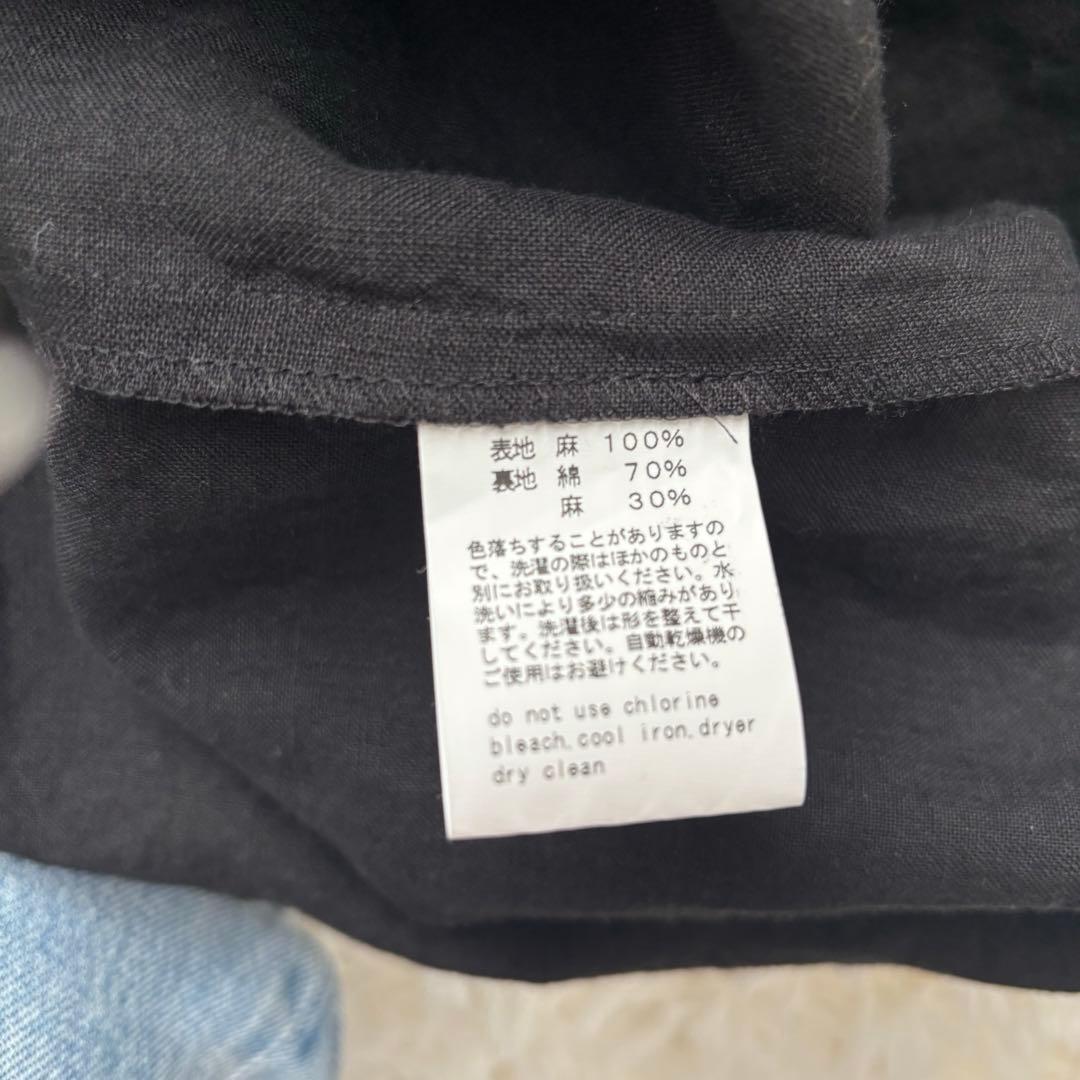 極美品☆kozorasou 私　リネン　襟付き黒長袖ワンピース