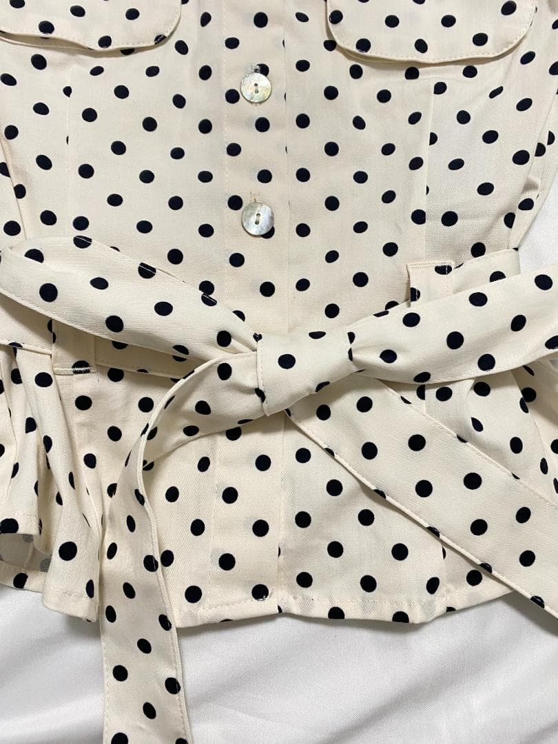 新品 ZARA ドット柄シャツジャケット 水玉 白色 黒色 XS