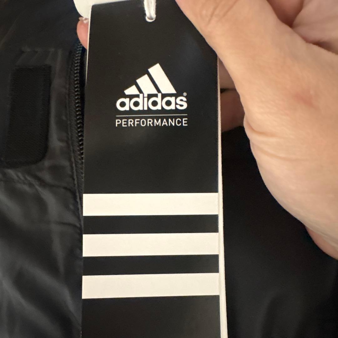 新品　メンズadidas ベンチコート L ブラック　中綿ロングコート