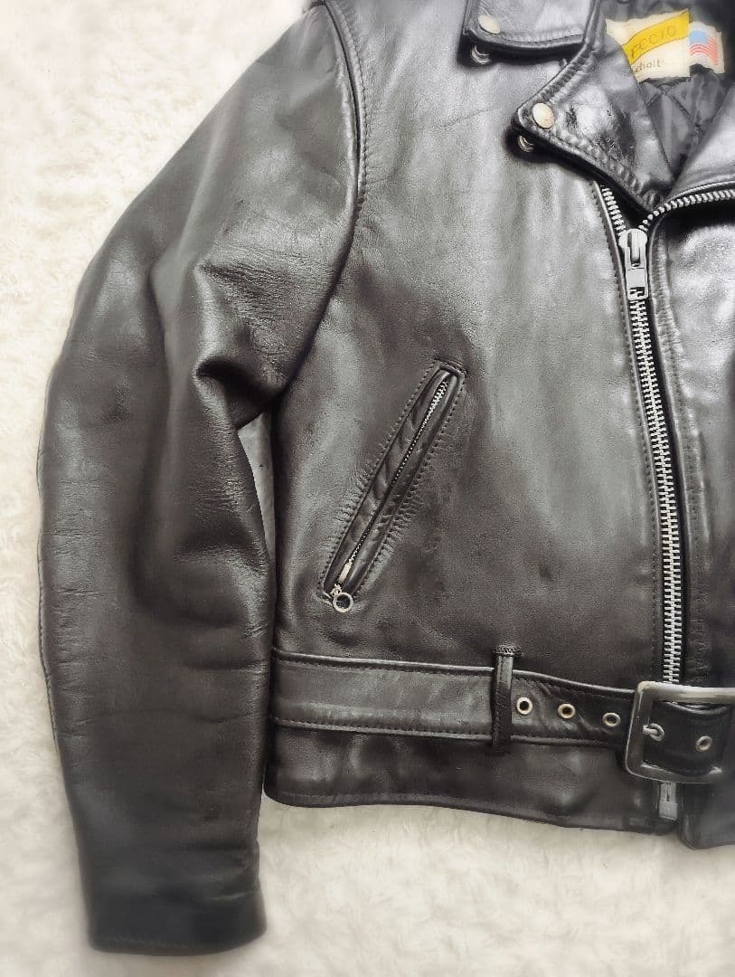 Schott 618 レザー ダブルライダースジャケット 38 バイカータグ後期