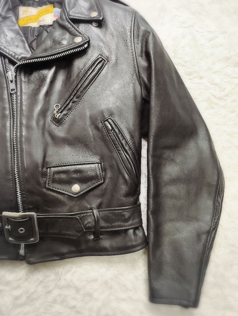 Schott 618 レザー ダブルライダースジャケット 38 バイカータグ後期