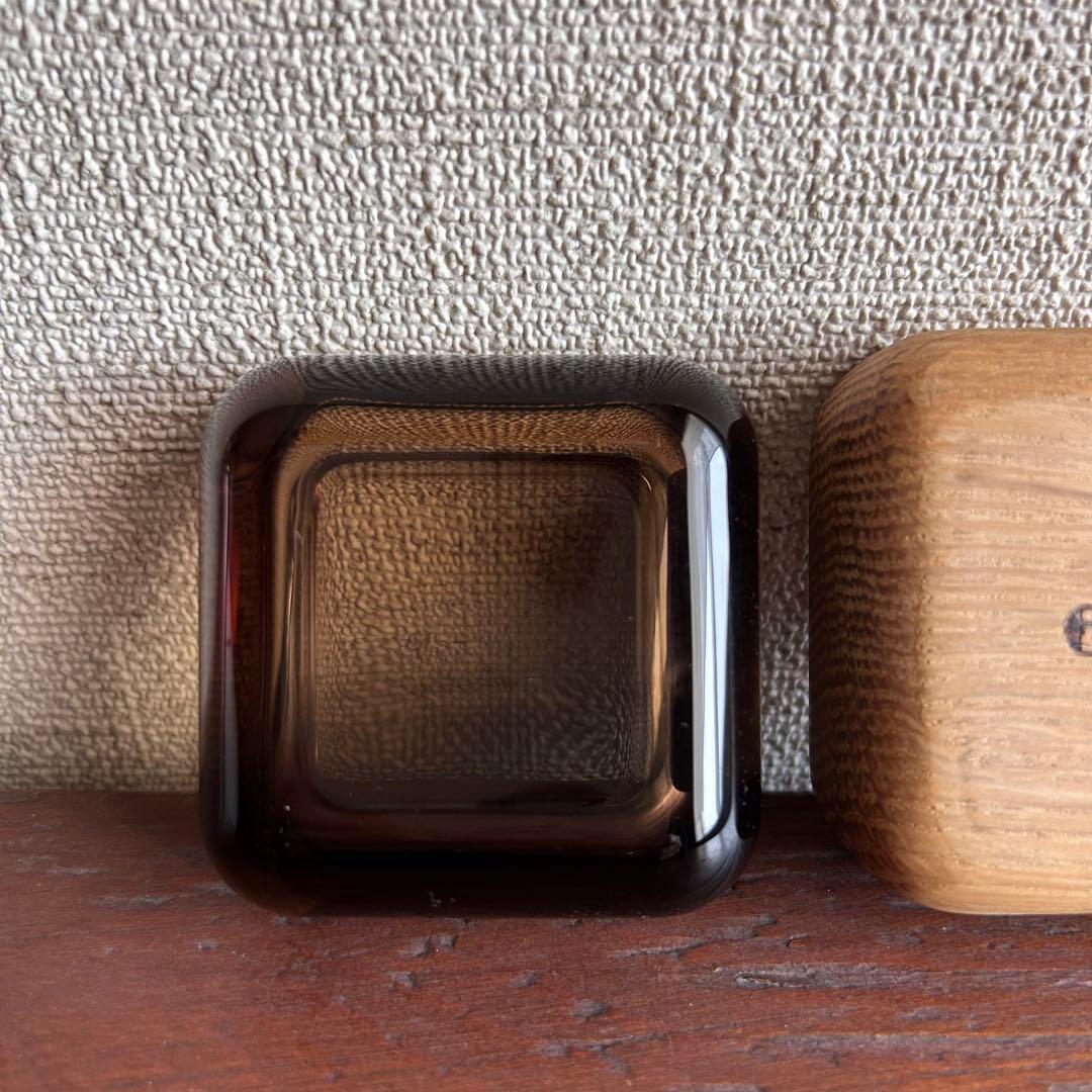 イッタラ◆ヴィトリーニ　ガラス&オーク　ブラウン系　小物入れ　北欧雑貨　廃盤品
