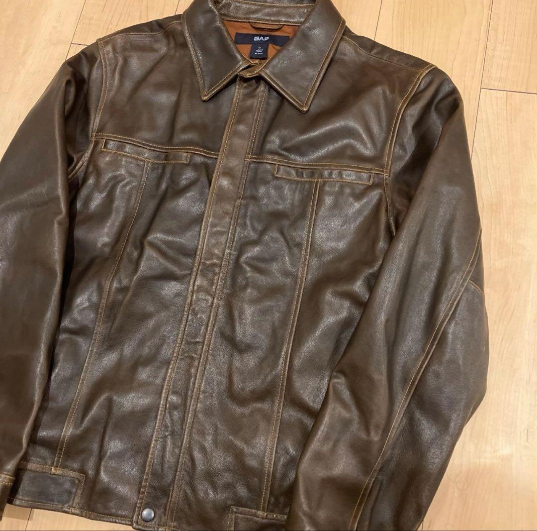 OLD GAP レザージャケット 本革 ライダース ダブルジップ　短丈