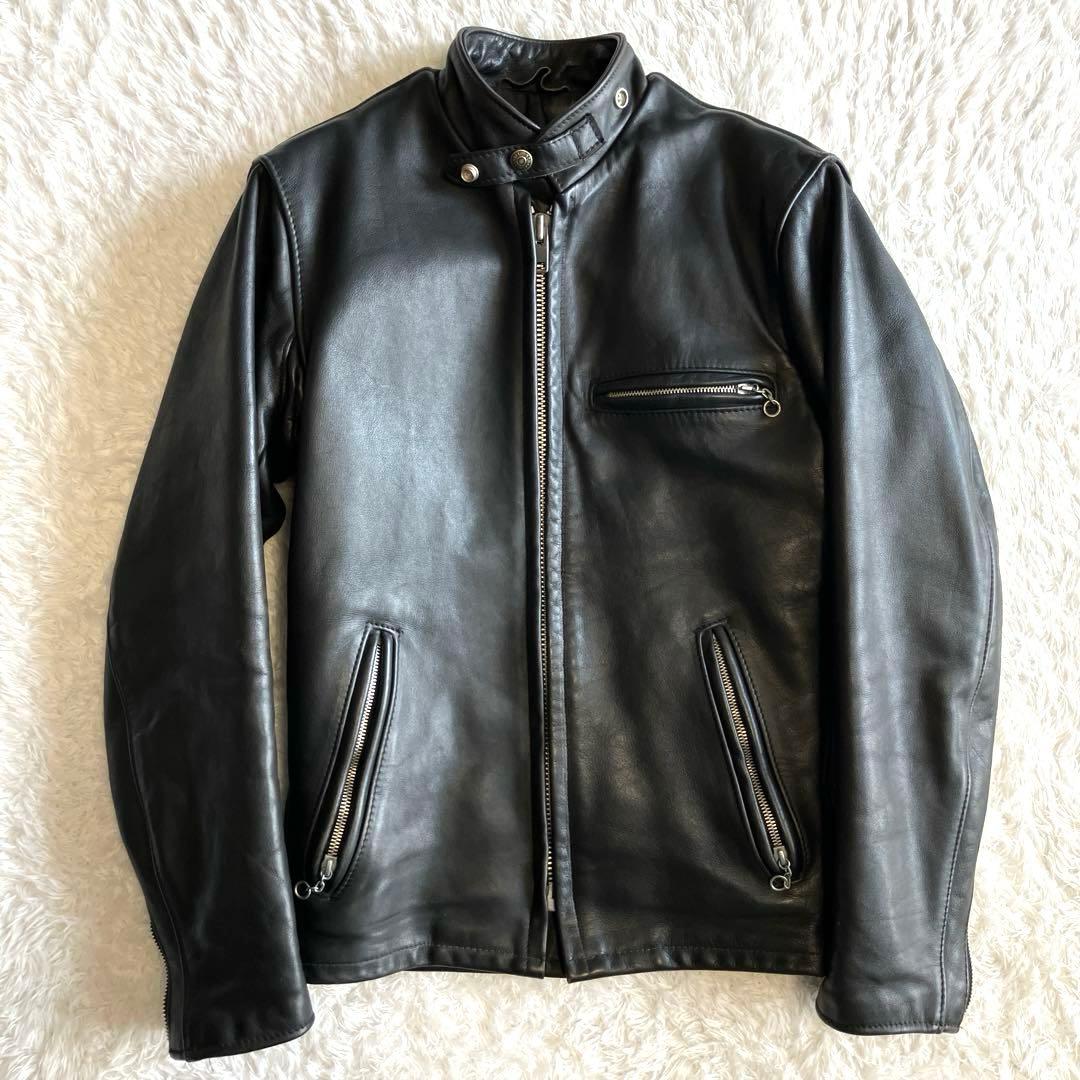 【美品】Schott 641 立ち襟シングルライダースジャケット　ボアライナー付