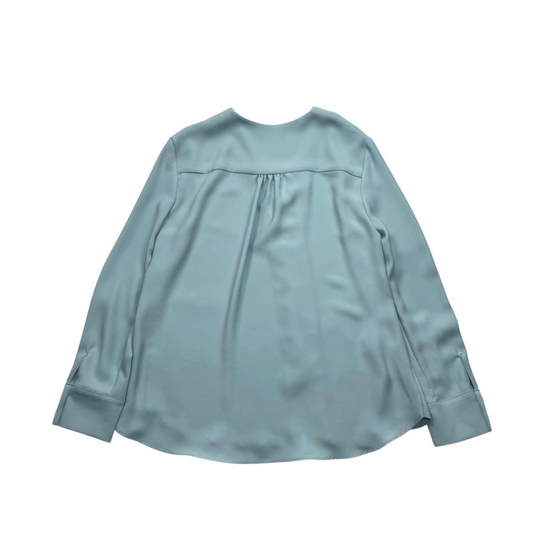 洗える theory luxe RONDI ボタン ブラウス 水色 とろみ L