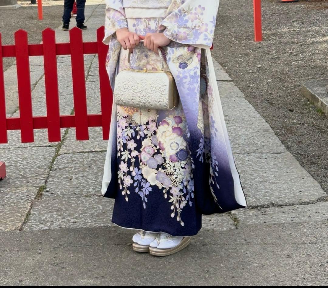 シルバー刺繍ハンドバッグと草履Mセット