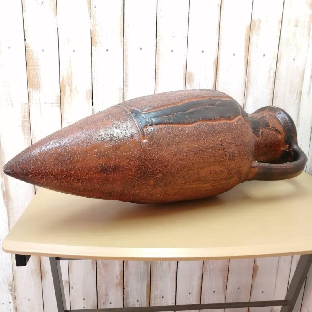 スペイン製　大壺　飾り壷　花瓶　花器　花入れ　両耳　置き台付き　高さ約98cm