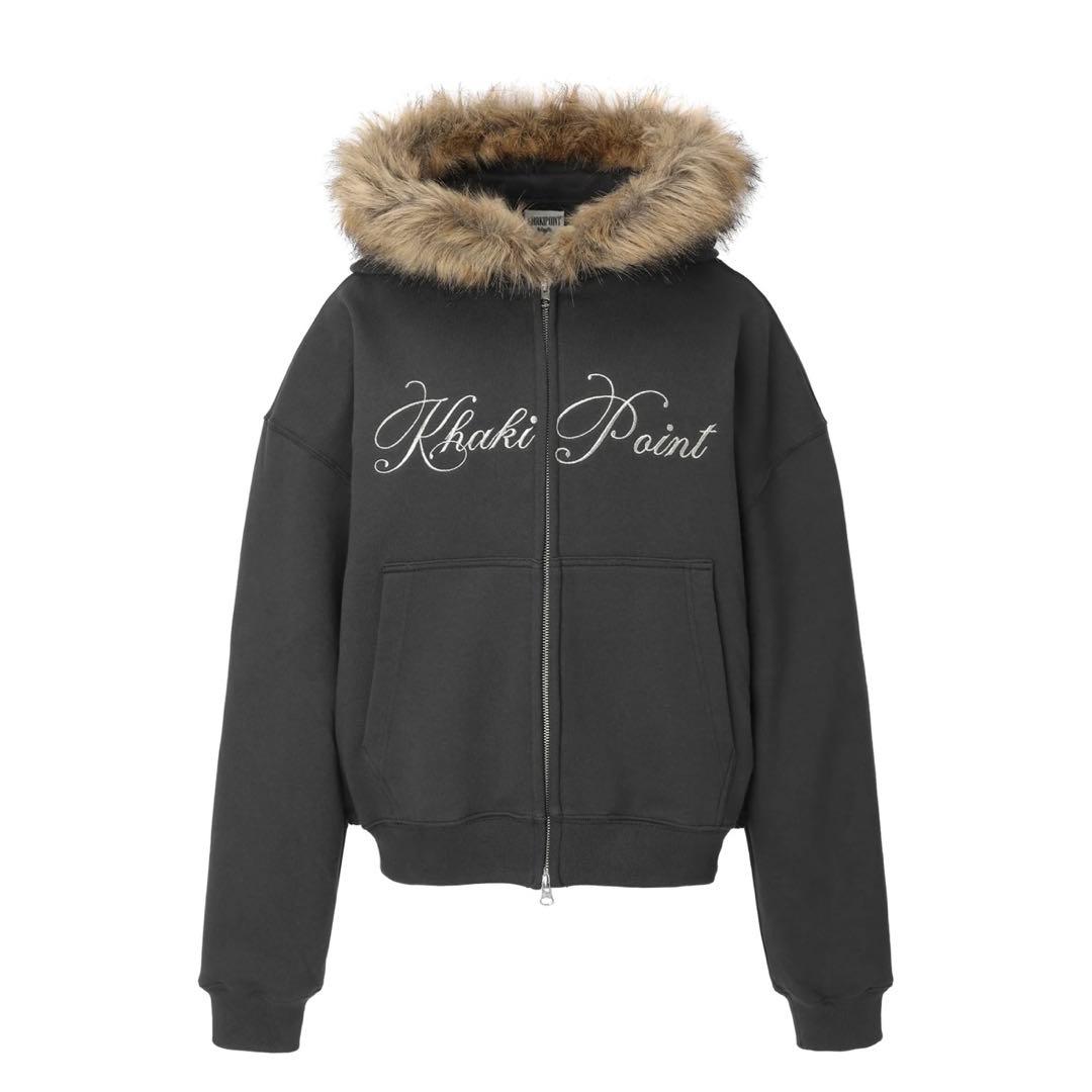 トップス chasooKHAKIPOINT Lettering Fur Hood