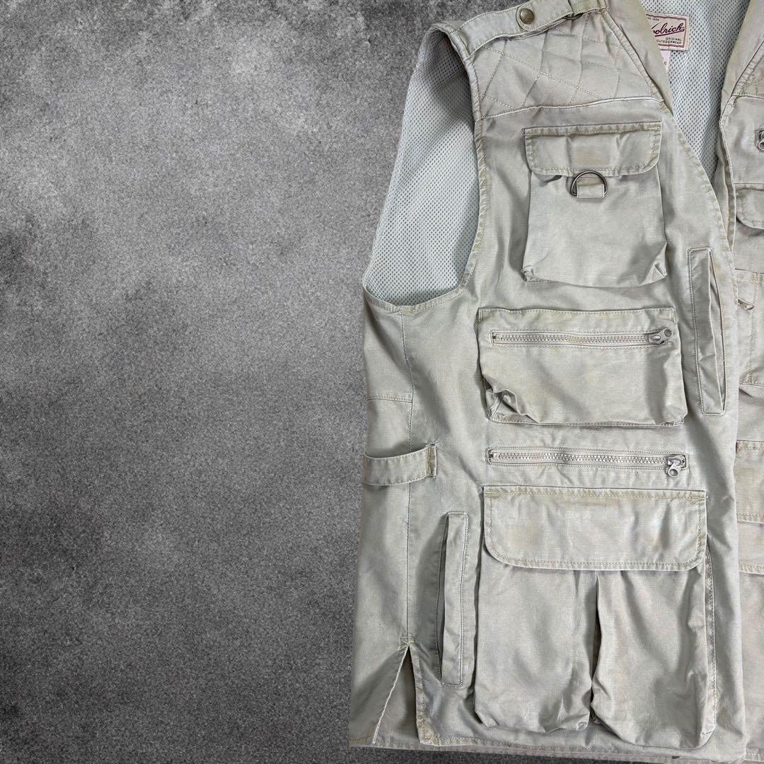 【希少】Woolrich90sフィッシングベスト2XLカーキフェード　ビンテージ