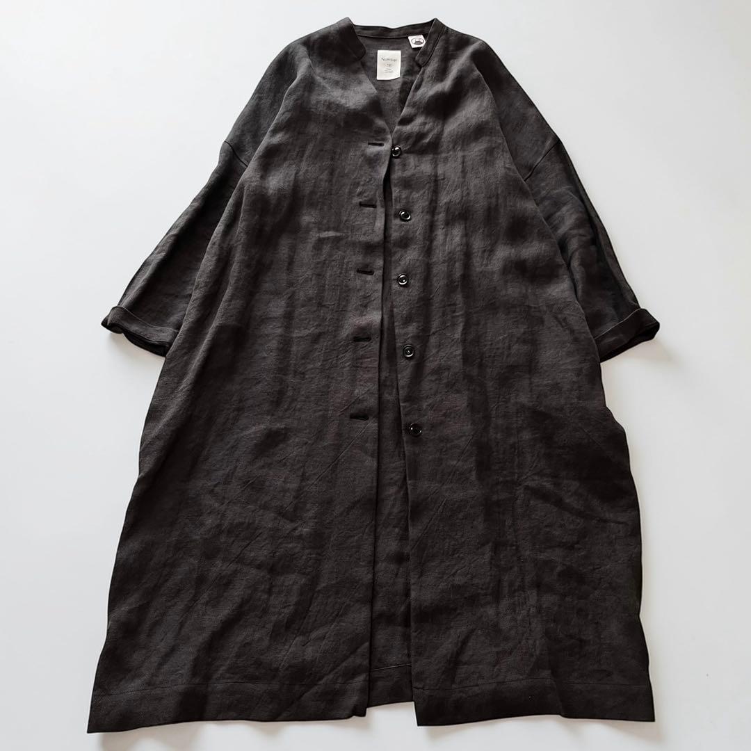 美品✨ナンバー18オハコ　リネン100 コート　チャコールグレー　羽織り