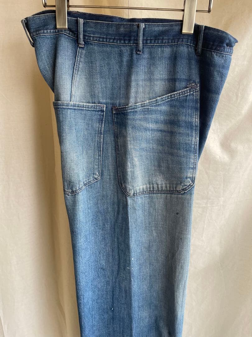 【 US NAVY 】 40s デニム 巻きパンツ ヒゲ グッドサイズ