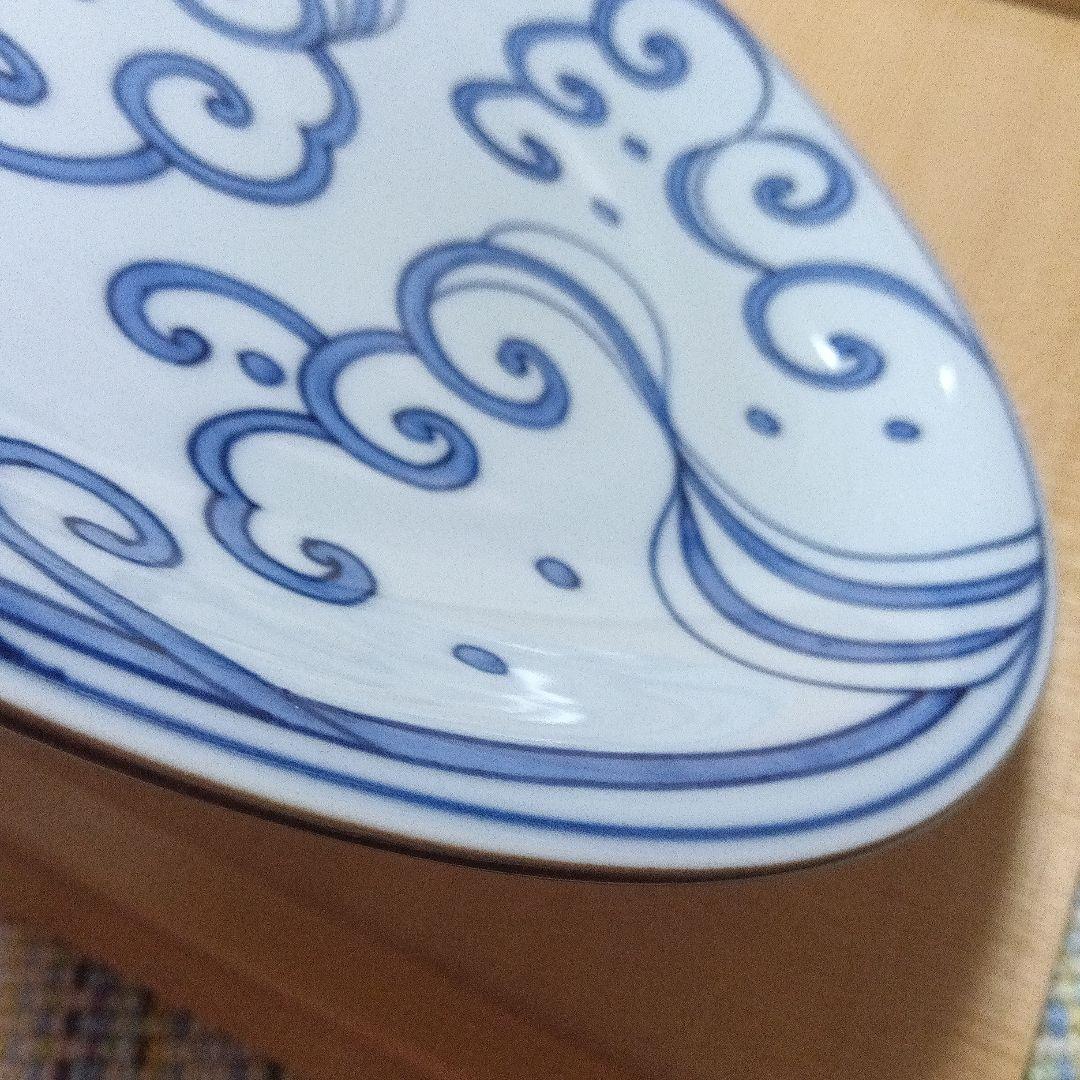 染付波紋八寸皿　五客