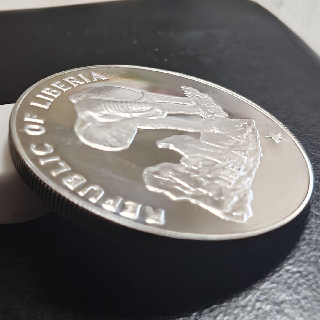 1973年 リベリア銀貨 5ドル エレファント記念銀貨silver900 34g