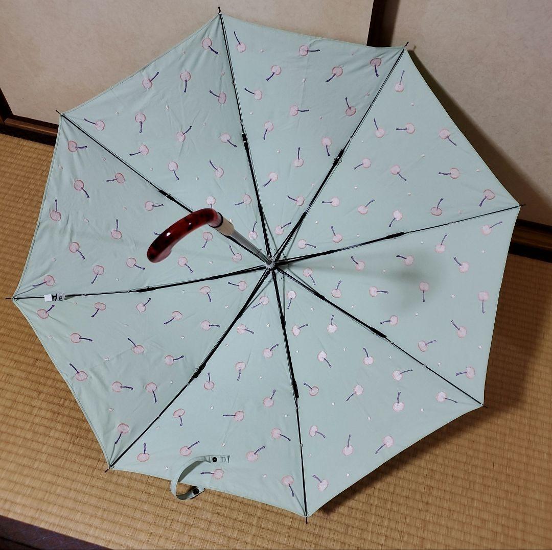 coccaコッカ 折りたたみ日傘さくらんぼ刺繍 cherry dot