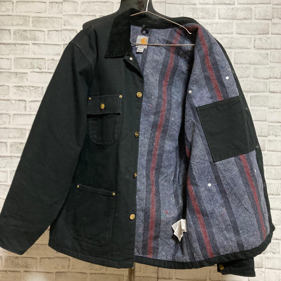 Carhartt ブラックジャケット コーデュロイ襟