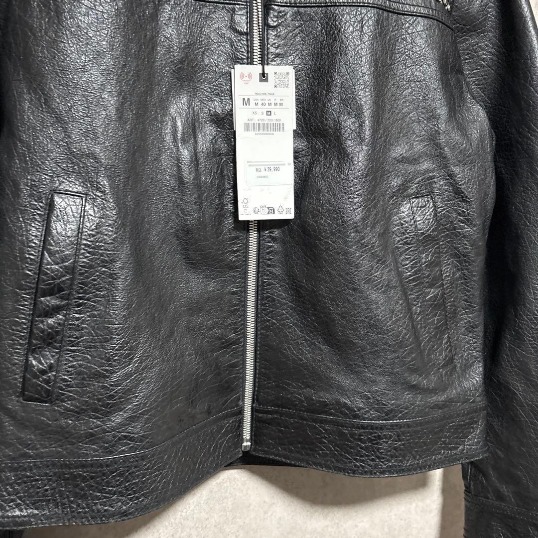 ZARA ザラ スタッズ付きレザー リラックスフィットジャケット M