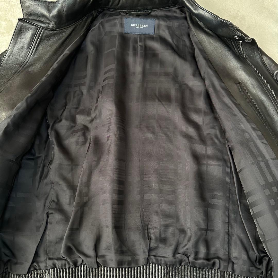 BURBERRY バーバリー ノバチェック レザージャケット シングル ブラック