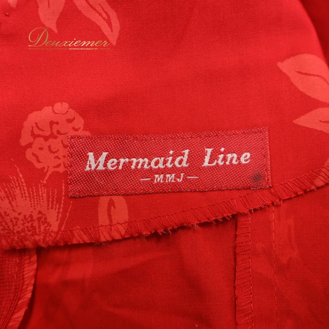 【フラダンス衣装】レッド MermaidLine ワンピース ドレス 赤 花柄