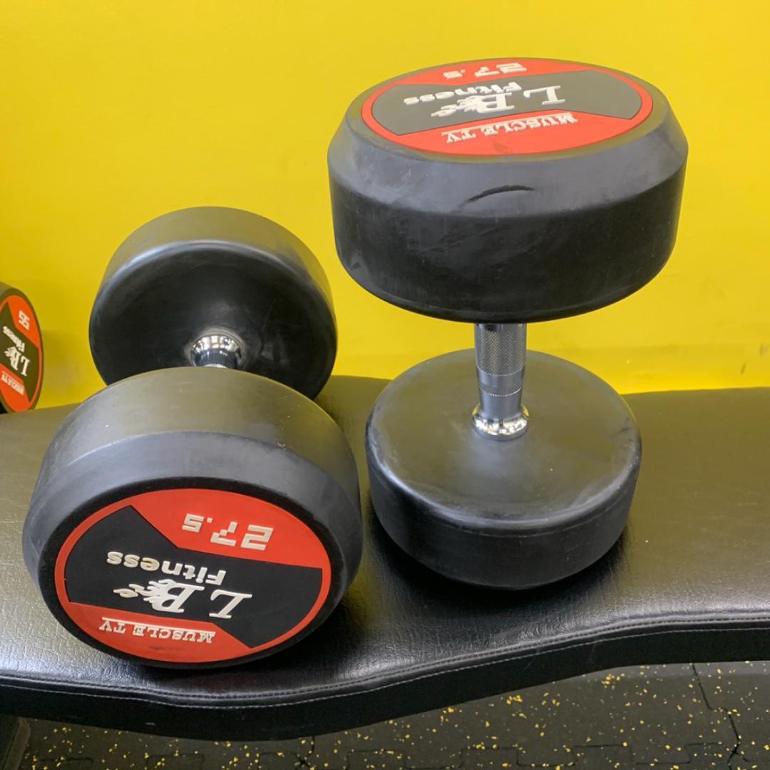 未使用ですが痛みありの為半額 　ラバー ダンベル 27.5kg×2個