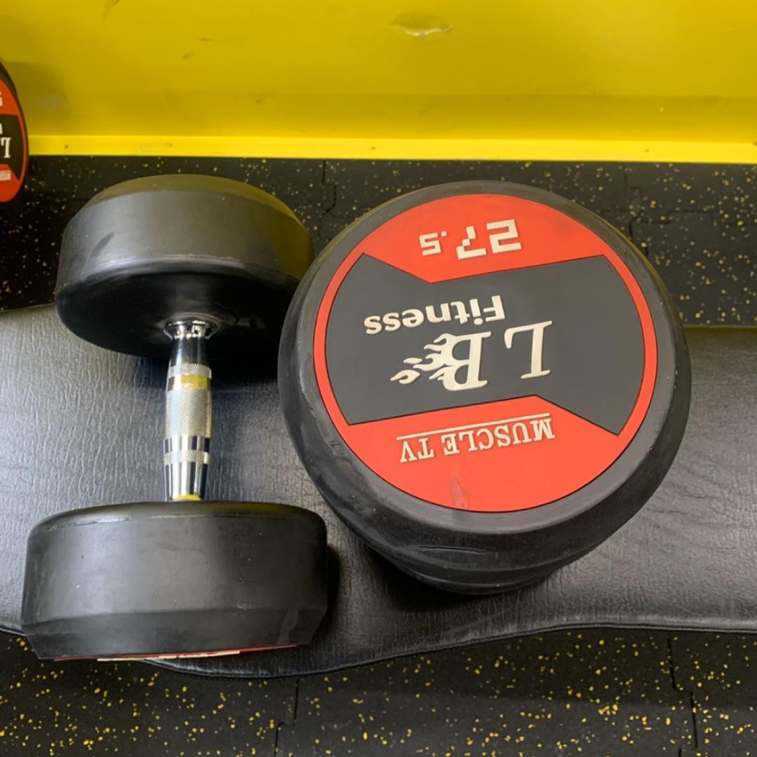 未使用ですが痛みありの為半額 　ラバー ダンベル 27.5kg×2個