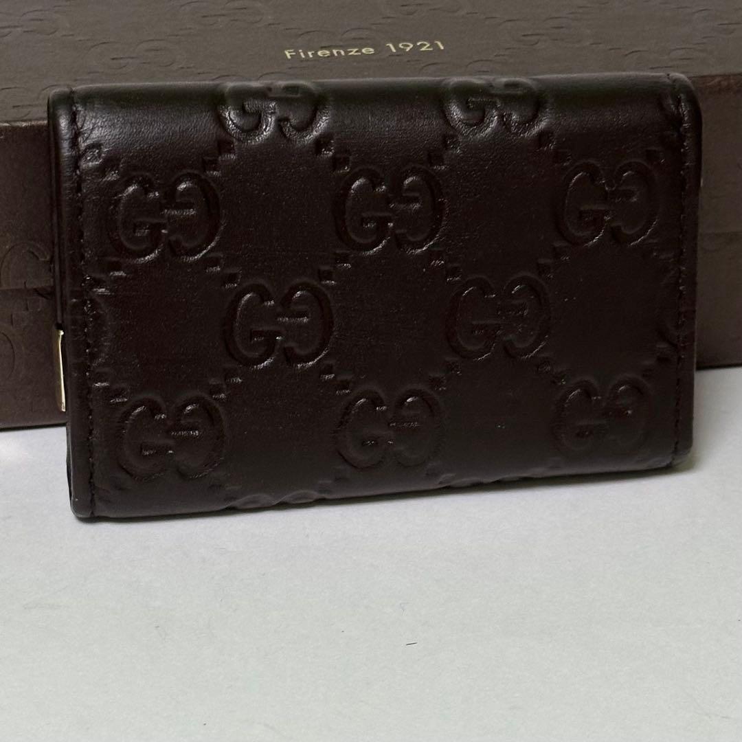 【良品】GUCCI グッチ　キーケース　6連　シマ　メタルロゴ　GG
