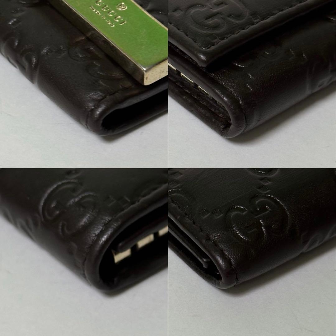 【良品】GUCCI グッチ　キーケース　6連　シマ　メタルロゴ　GG