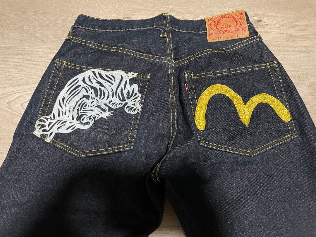 サイズ32 虎 金刺繍 青耳 1930 美品 濃紺 エヴィス エビス