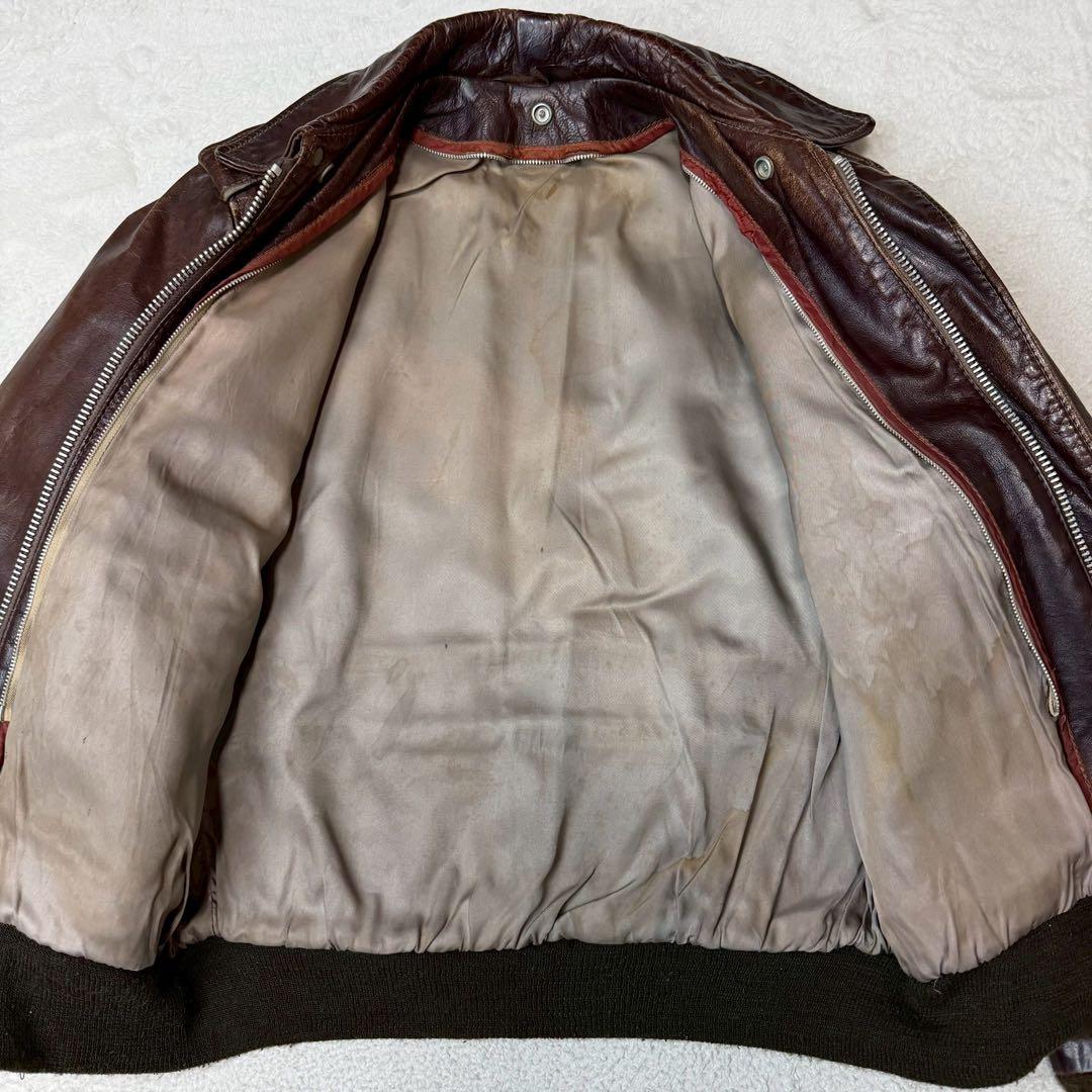 80s L相当 SCHOTT A-2 ボアライナー 2way レザージャケット