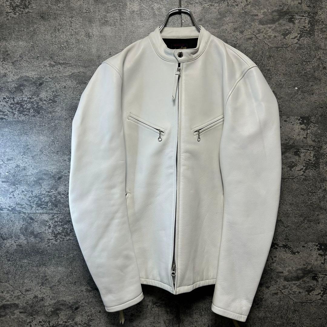 美品　FREEDOM 本革シングルライダース　レザージャケット　42サイズ　牛革