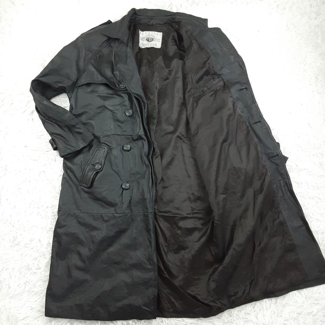 美品◎HARAJUKU MOTHER 原宿マザー ロングレザーコート 黒 牛革