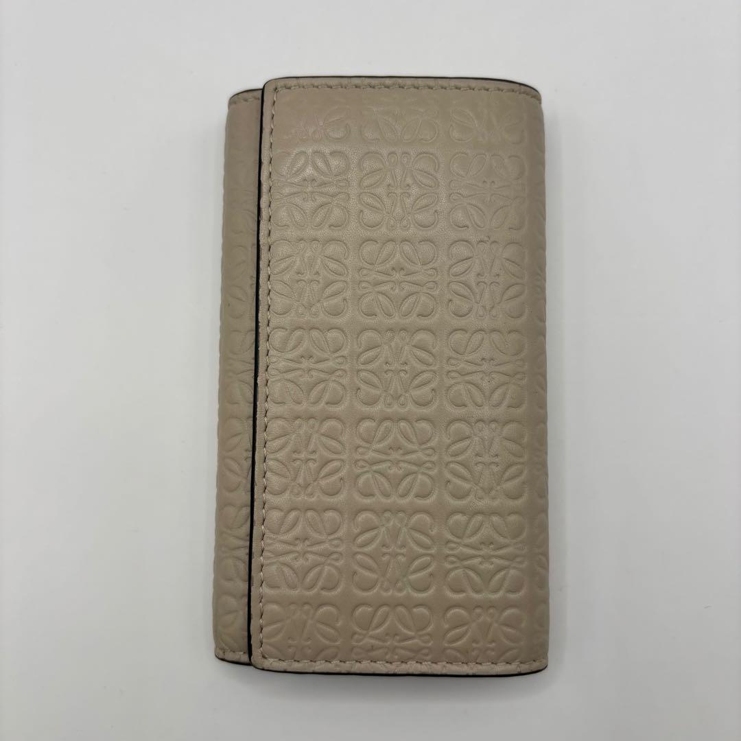 LOEWE キーケース　6連　リピートアナグラム　ライトオーツ　ベージュ